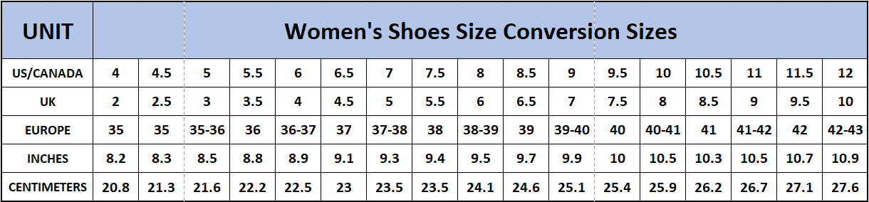 Shoe Size Chart The Ultimate Guide For Men s Women s Kids Chic